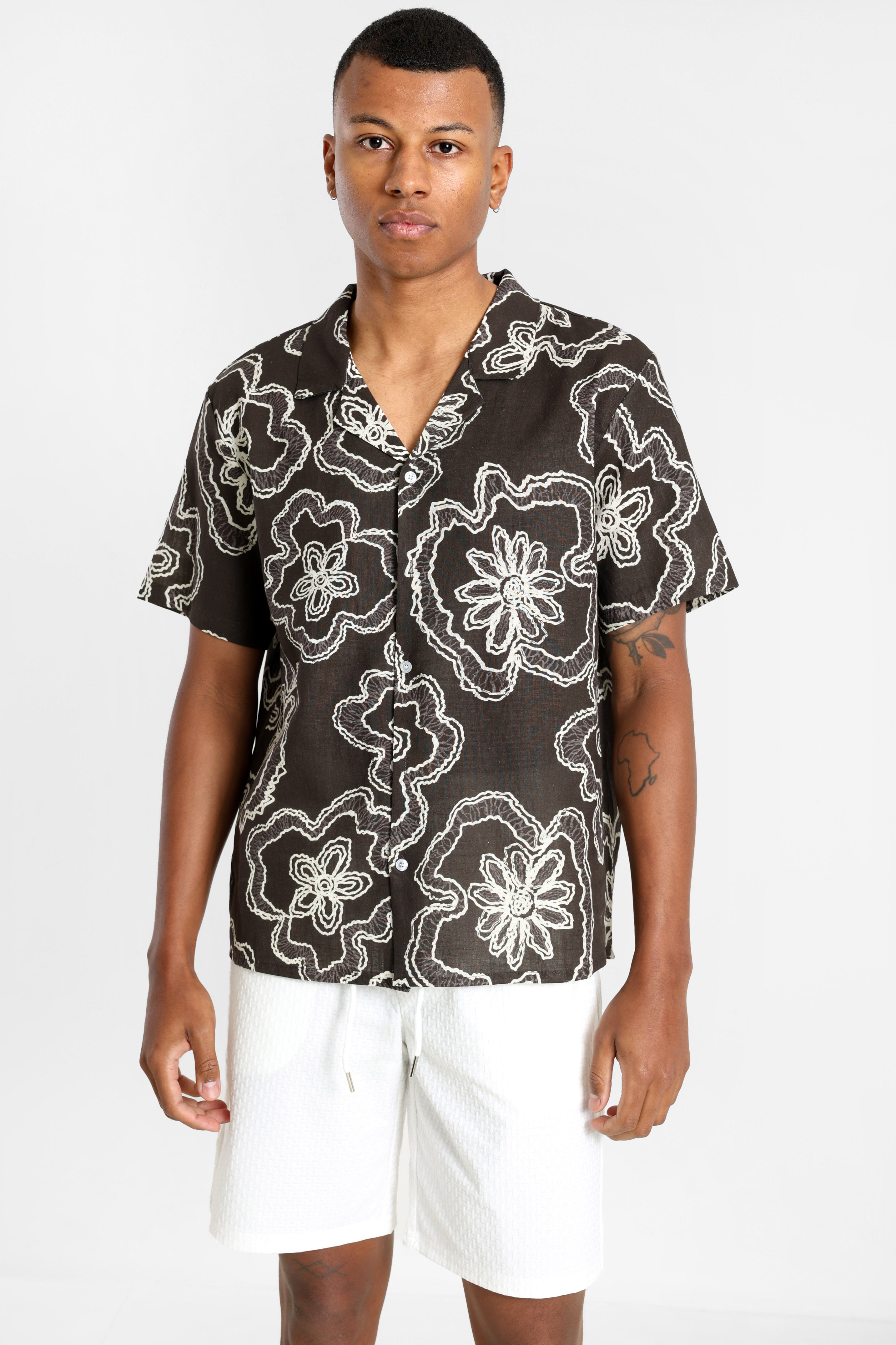 Leinenhemd - Brown + Offwhite
