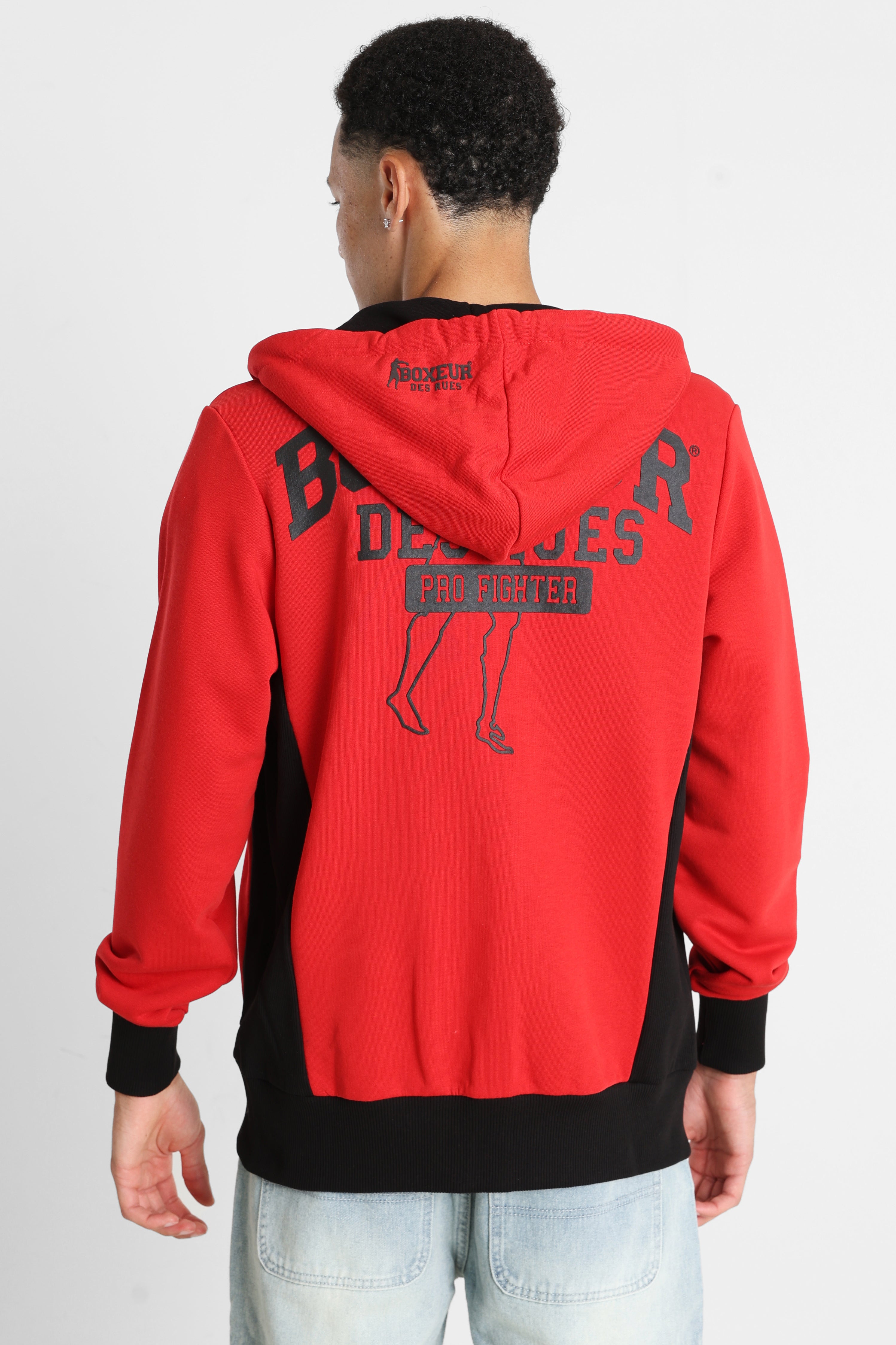 Sweat zippé à capuchon - Red + Black