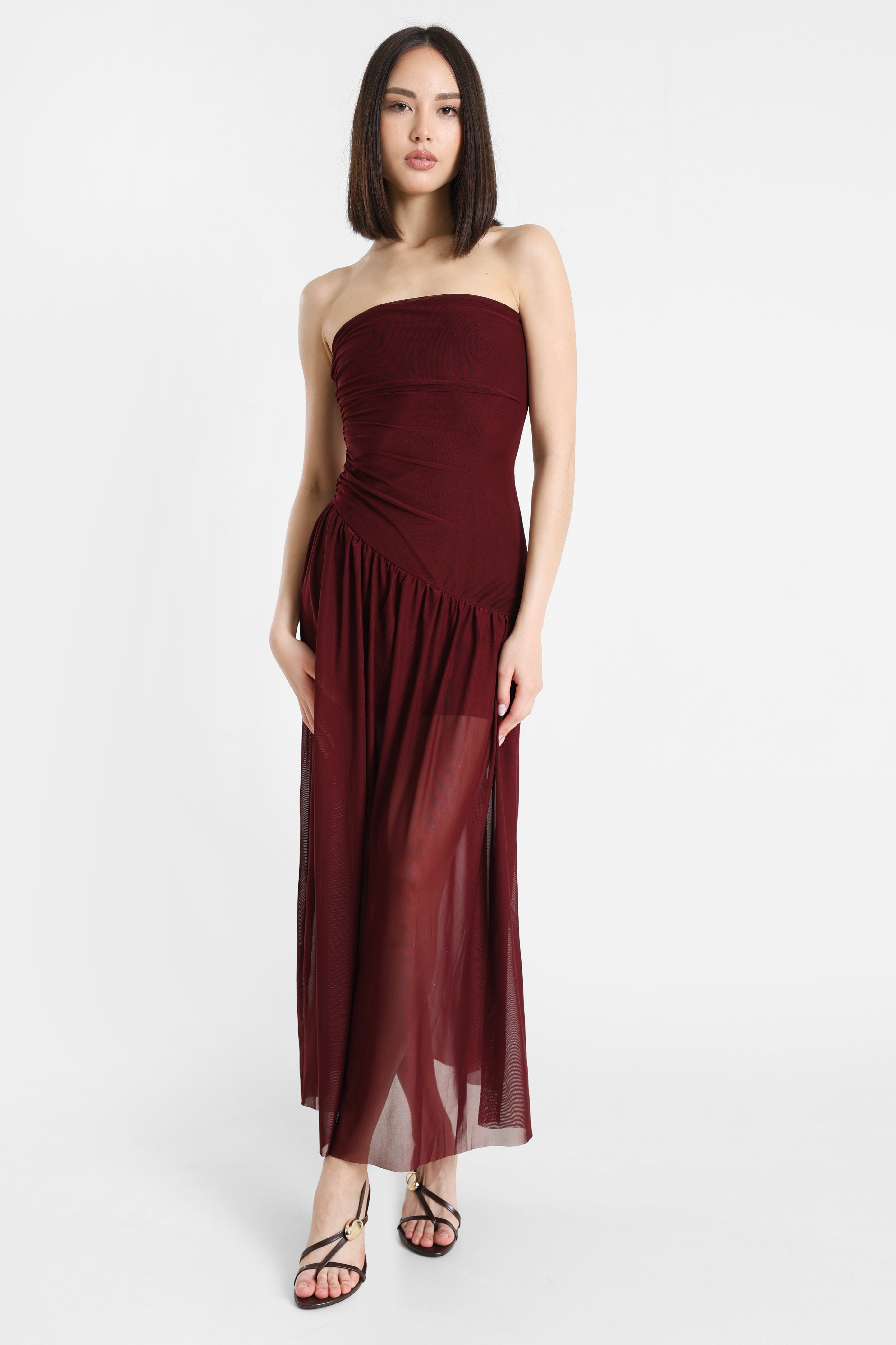 Mesh-Bandeau Maxikleid