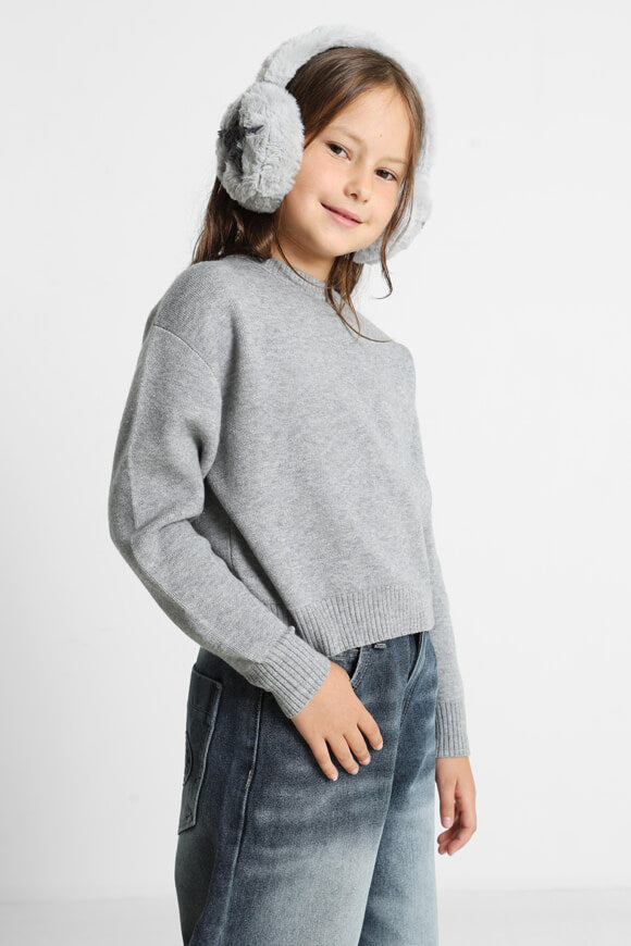 Crop knit sweater - mottled gray