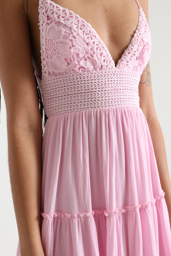 Mini dress with crochet details - Pink