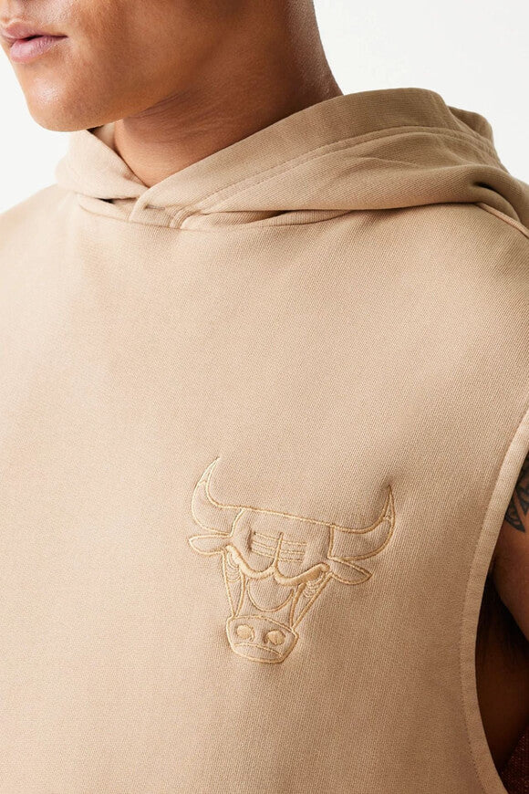 Sleeveless sweatshirt with hood - beige