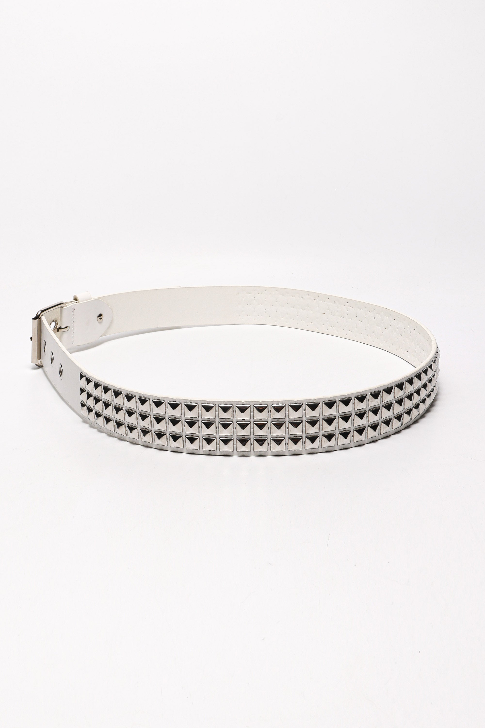 Gürtel mit Nieten - White + Silver
