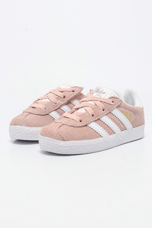 Gazelle CF Baskets pour bébé - Rose glacé + Cloud White + Or métallique