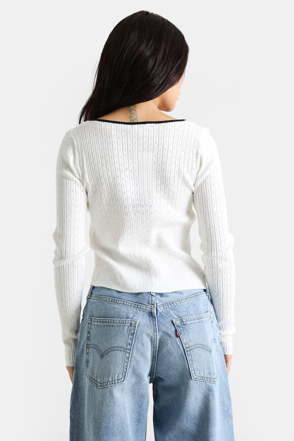 Cardigan a maglia fine Crop - ecrù