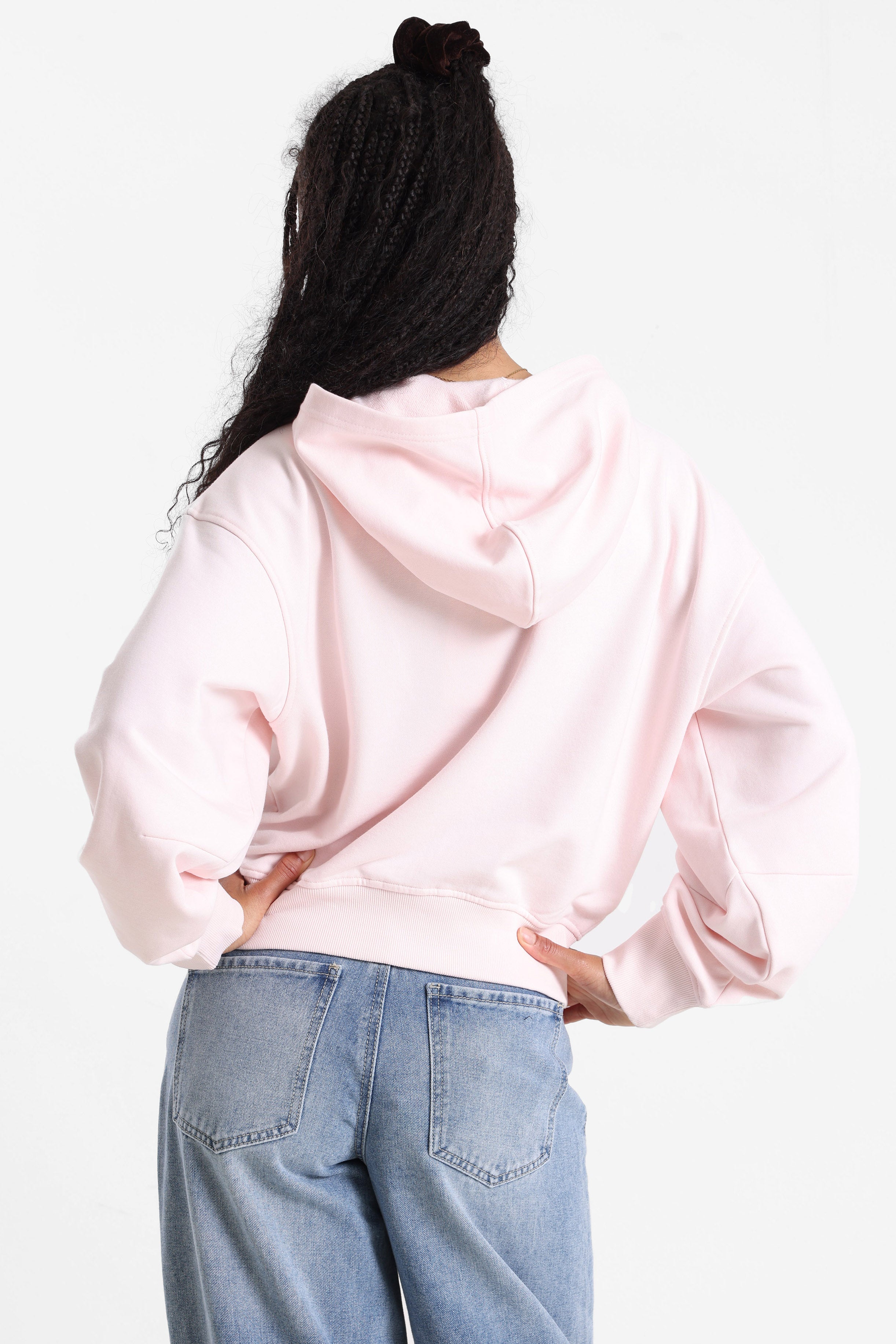 Sweat zippé à capuchon - Rose clair