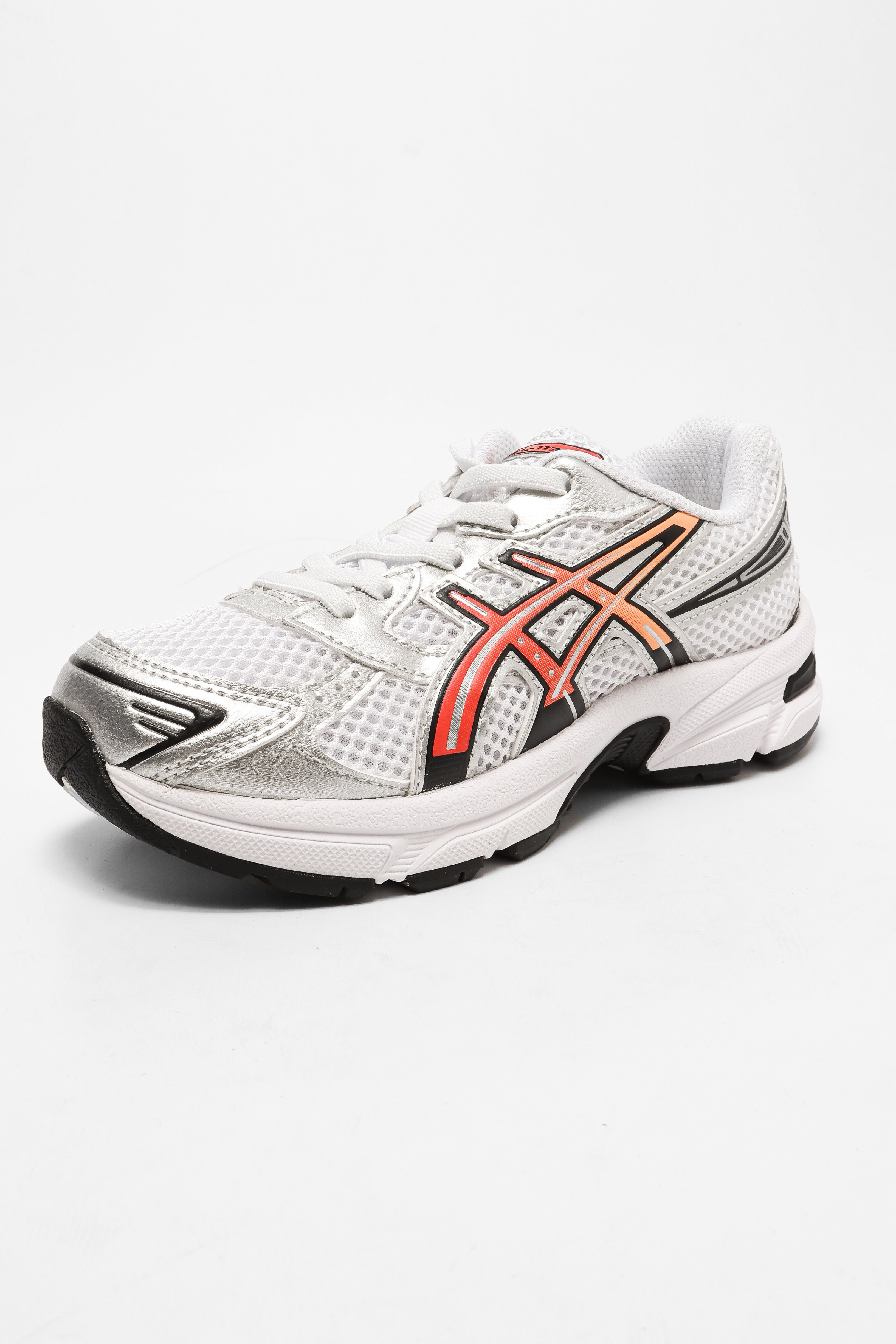 GEL-1130 Kids Sneaker - White + Silver + Red Snapper