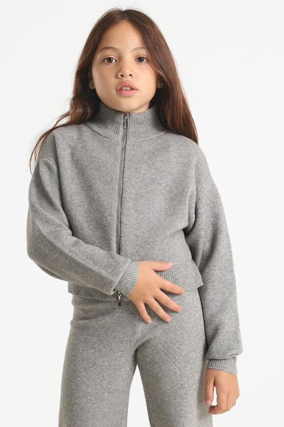 Jaquette ample en tricot - Gris chiné