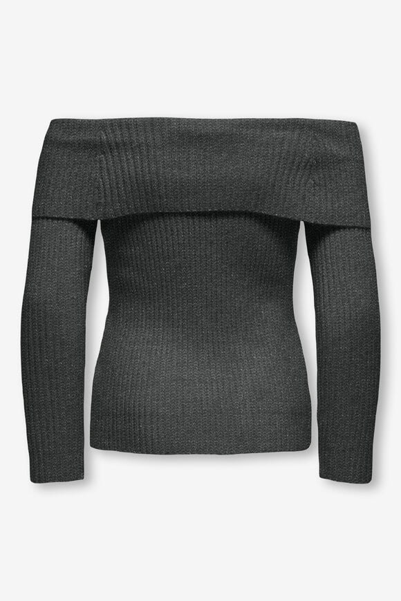 KOGKATIA pull off shoulder en tricot côtelé - Dark Grey Melange