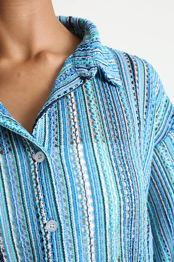 Camicia oversize all'uncinetto - blu