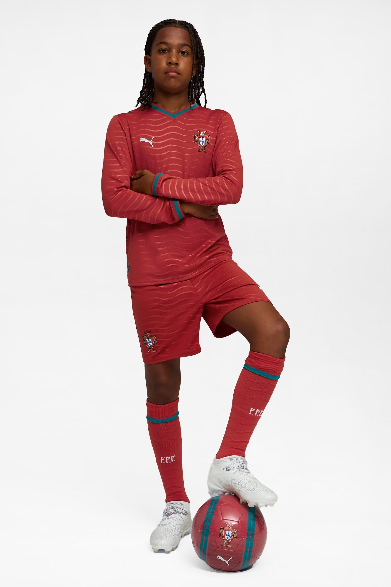 Home Portugal 2026 short en mesh - Red + Green Lagoon
