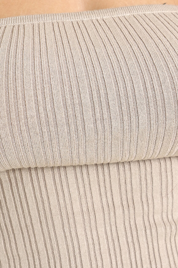 Geripptes Bandeau Stricktop - Beige