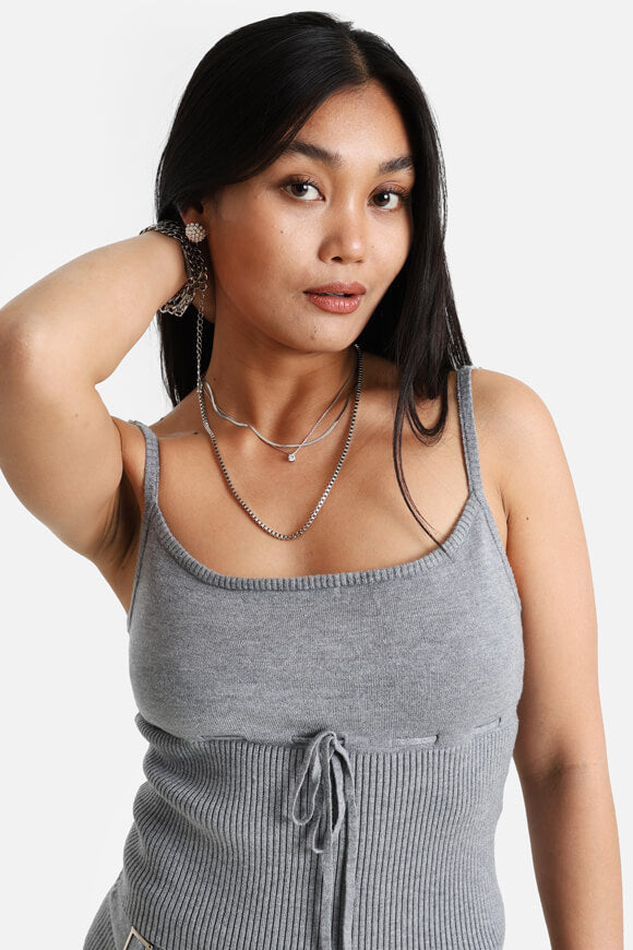 Strick Crop Trägertop - Grau meliert