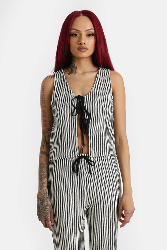 Strick Crop Top - Schwarz + Weiss