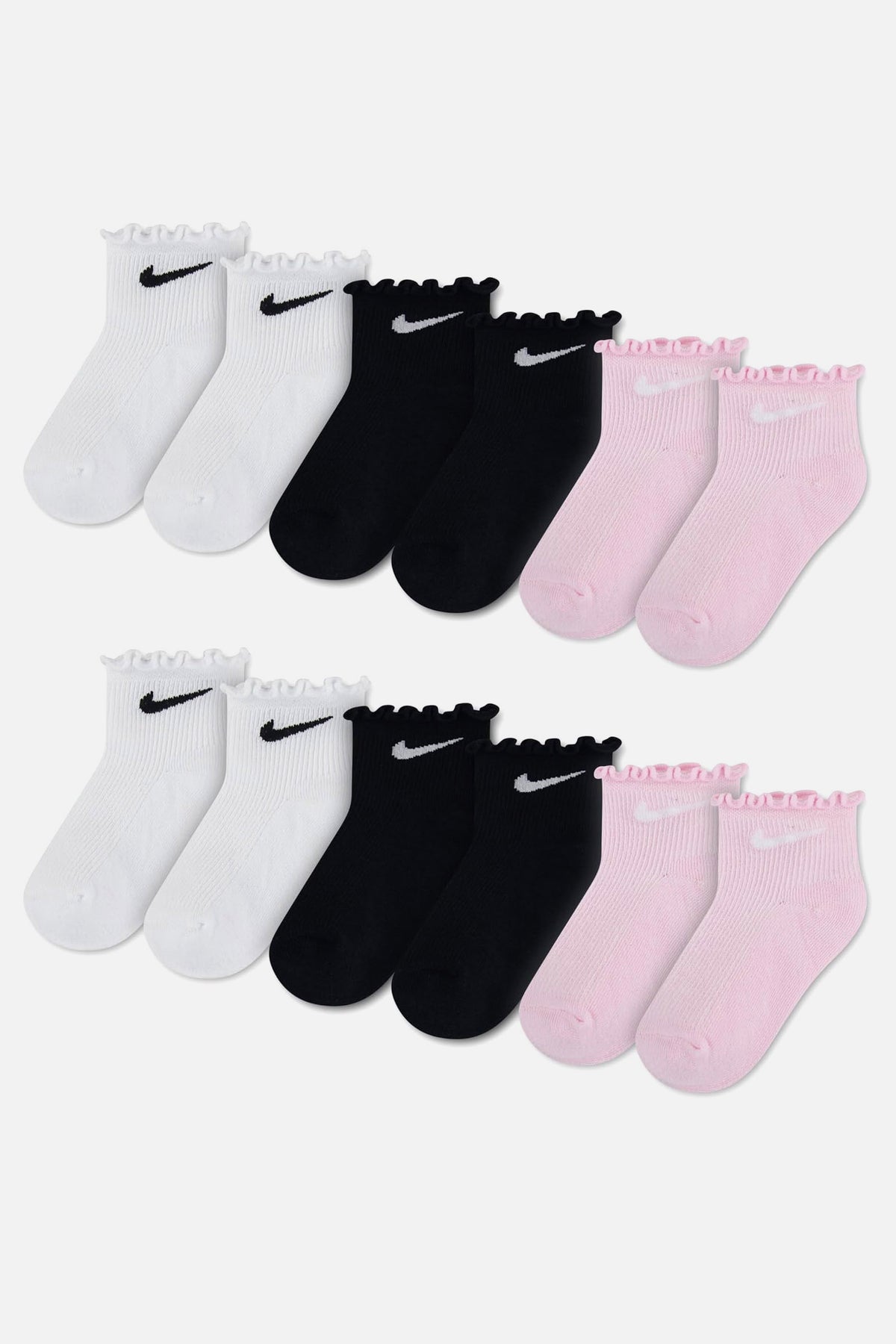 Sechserpack Baby Socken - White + Black + Pink