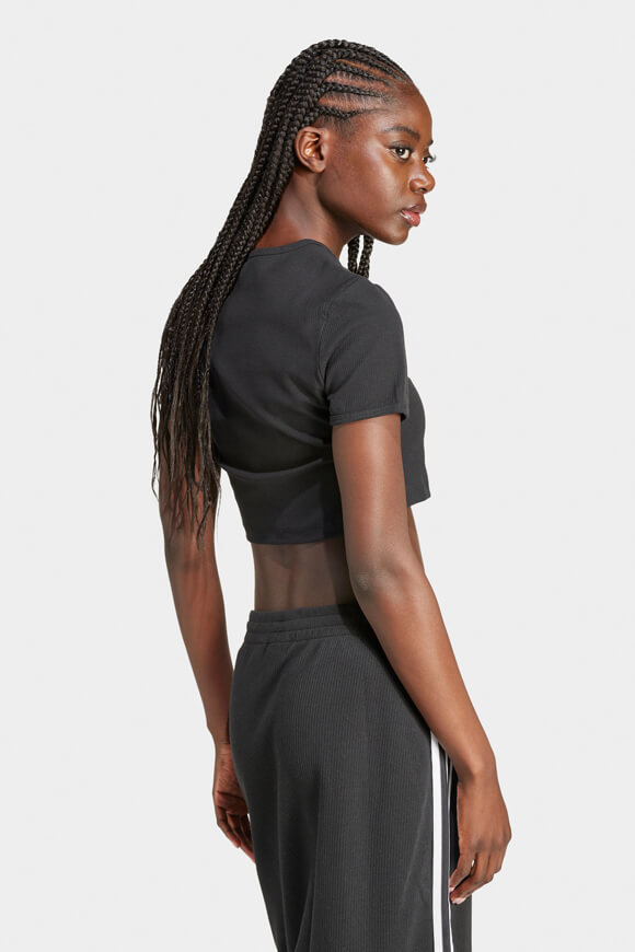 Ribbed crop T-shirt - Black