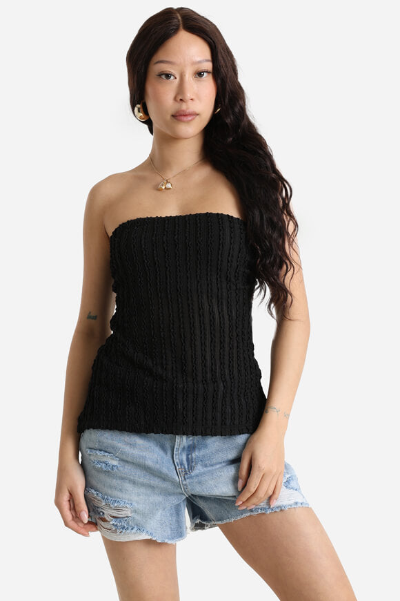 Crop top a fascia strutturato - nero