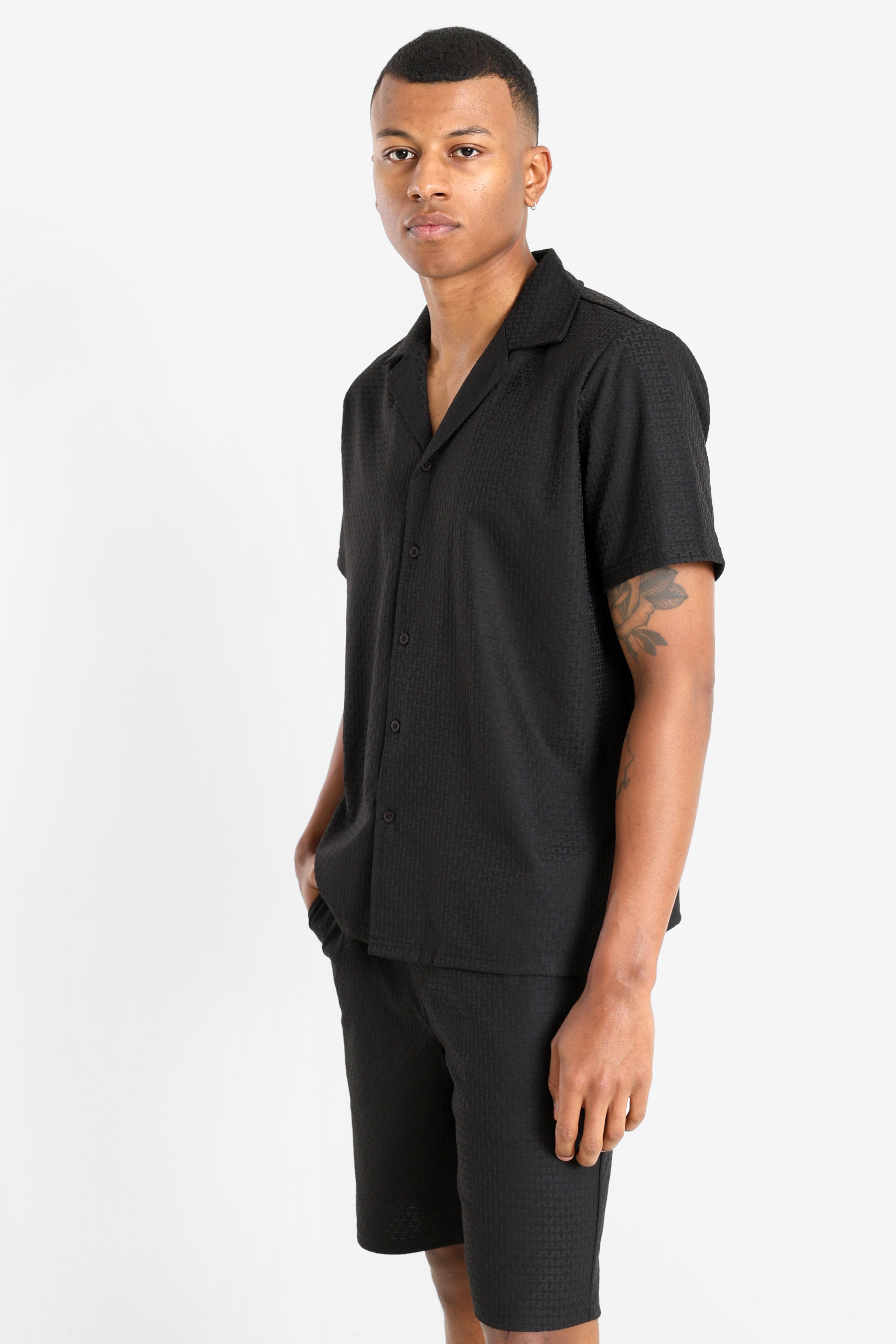Strukturiertes Hemd - Black