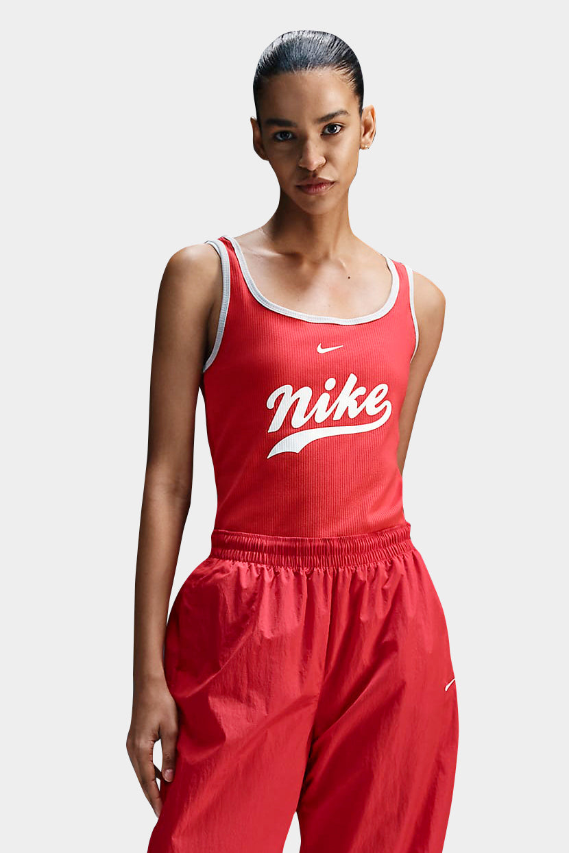 Geripptes Tanktop - Fire Red + Light Iron Ore
