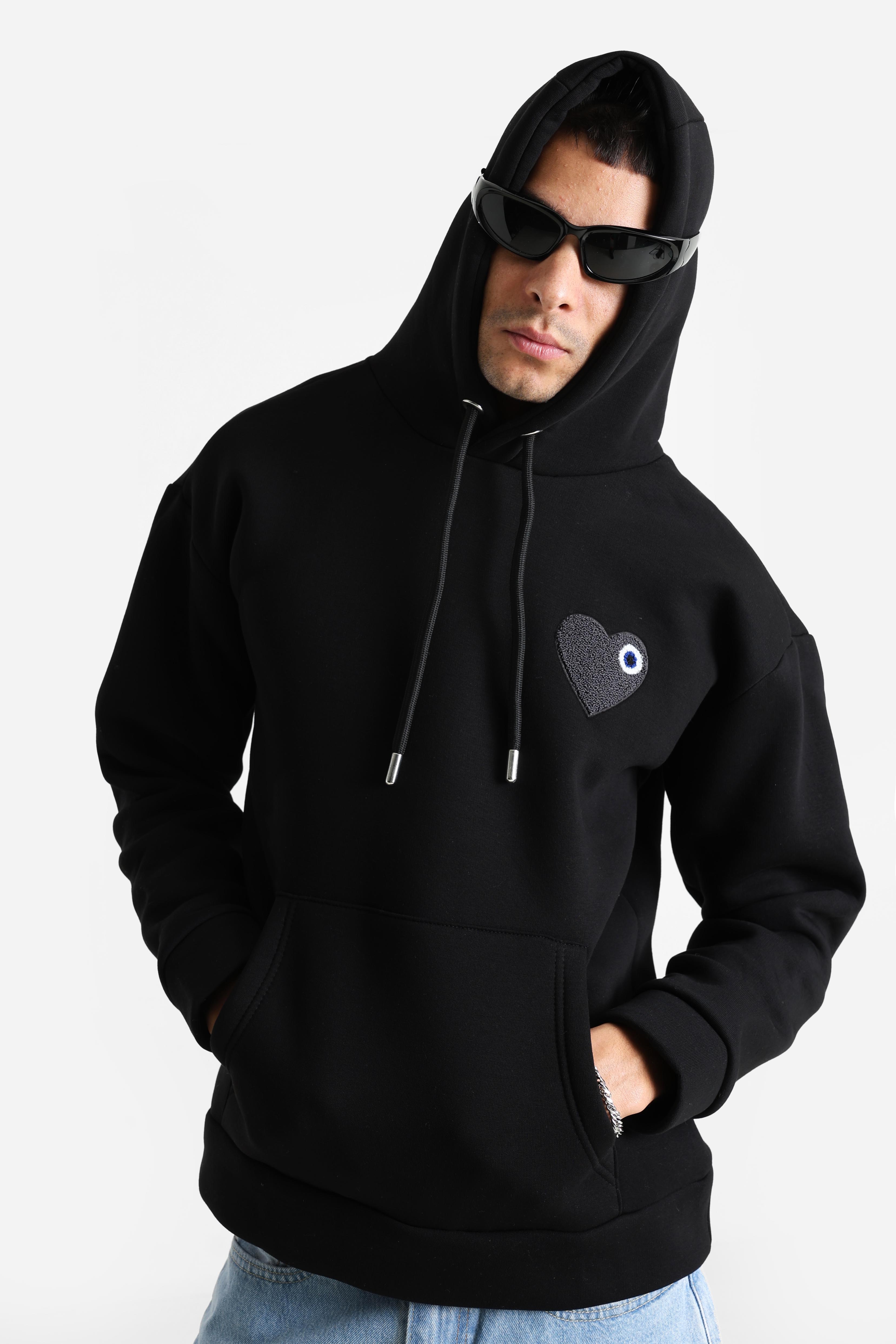 Heart hooded sweatshirt - Black