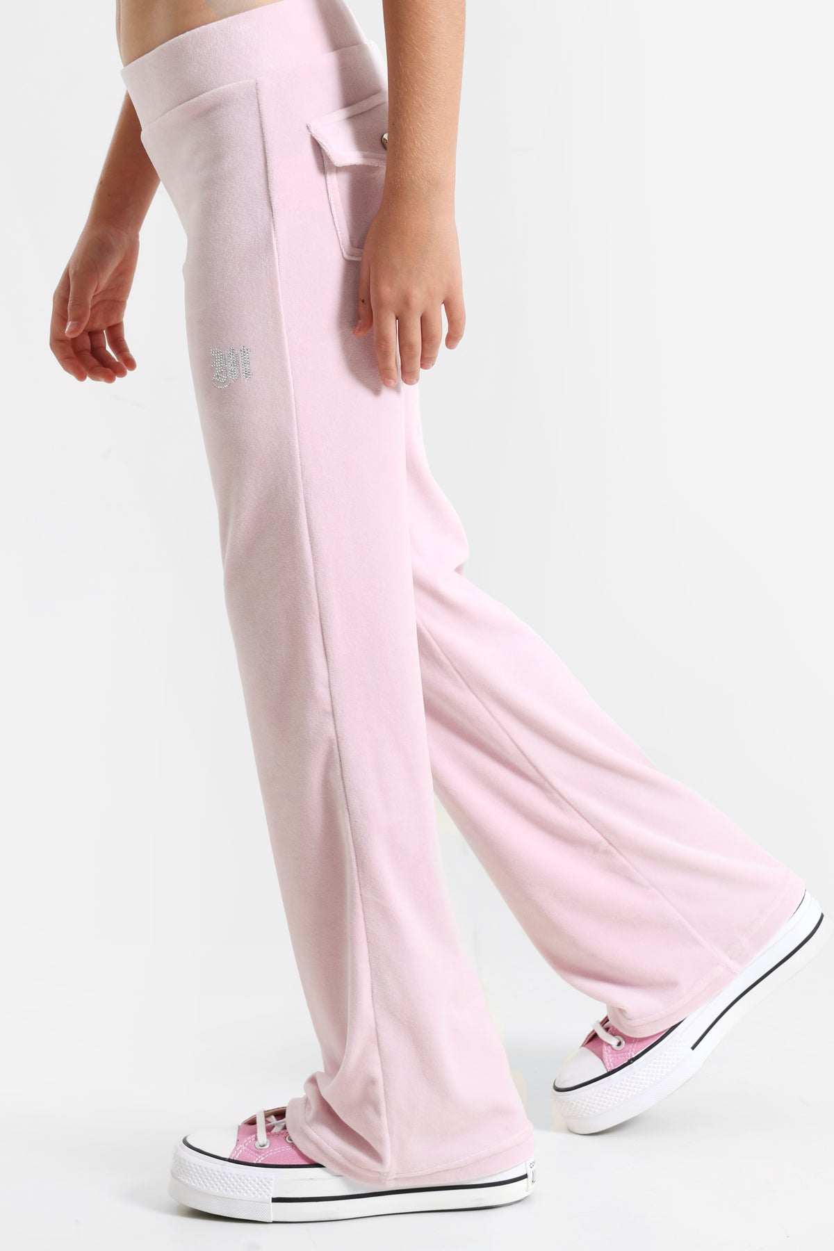 Pantalon flare en velours - Rose clair