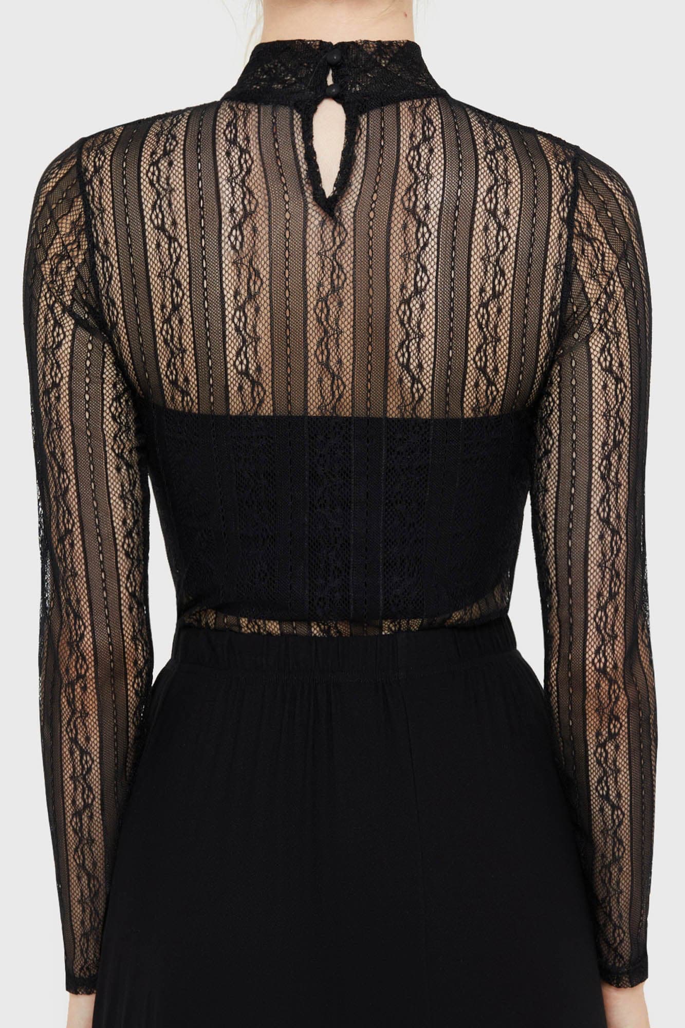 Drullia Spitzen Langarmshirt - Black