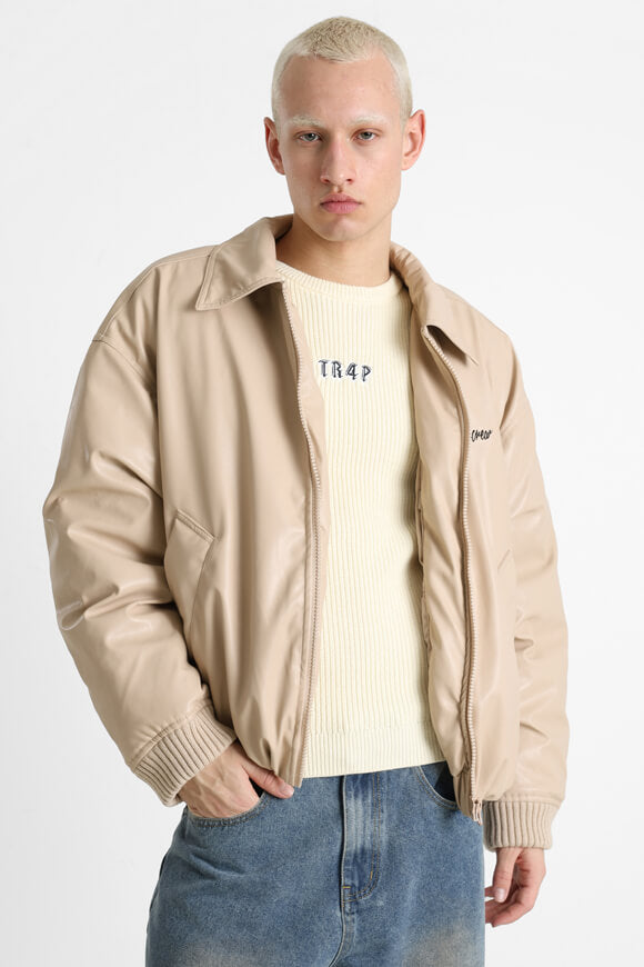 Veste en similicuir Bomber - Beige