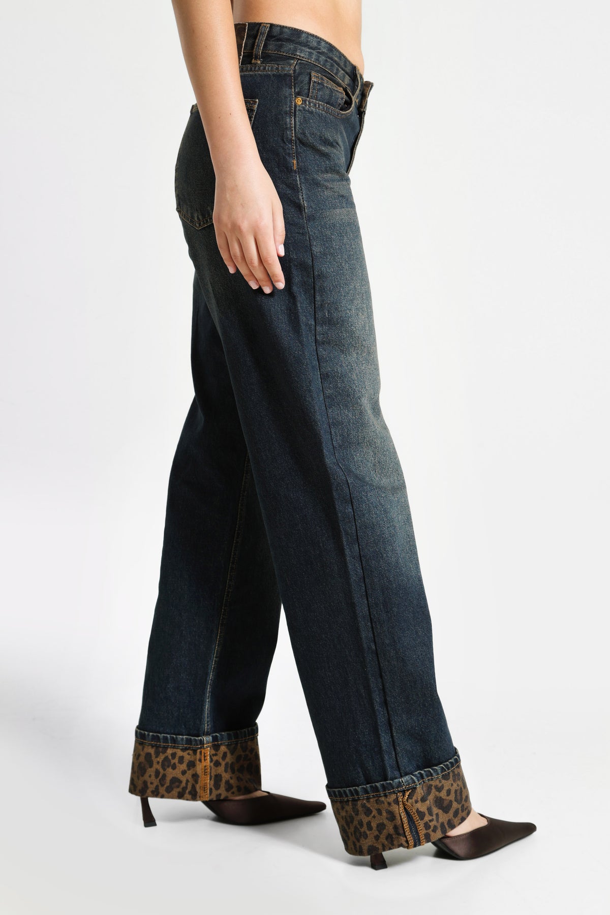 Straight Fit Jeans - Dark Blue Denim + Leo