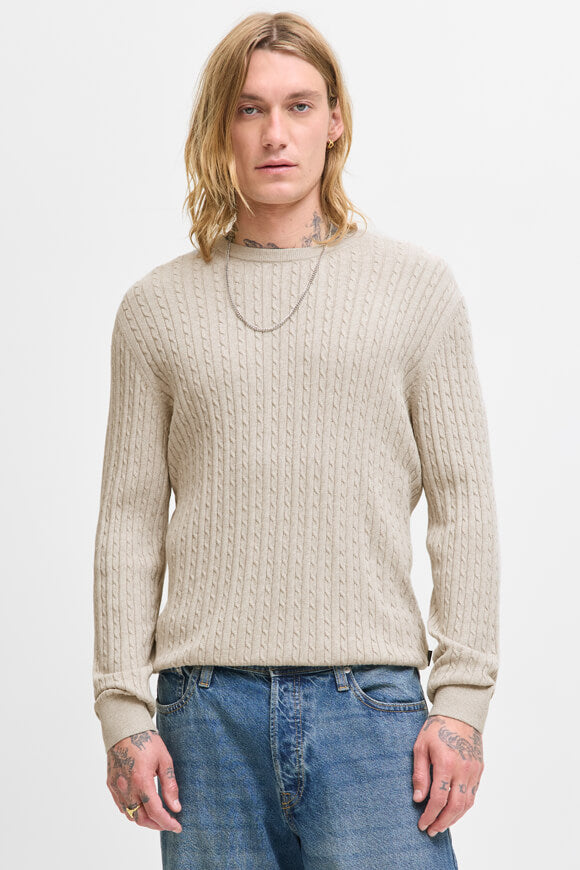 JJEEMIL pull en tricot fin - Oatmeal