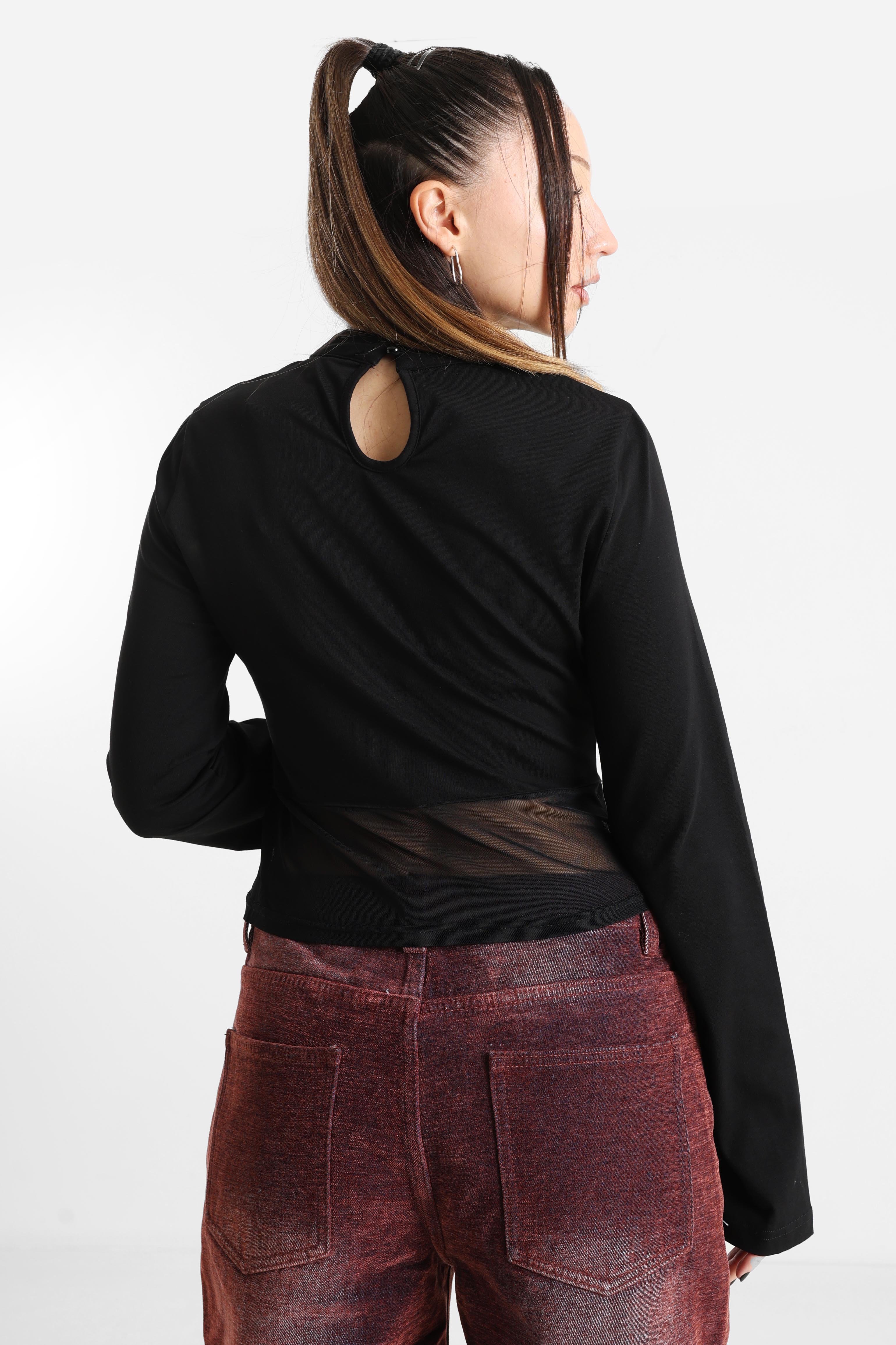 Camicia Cordella Crop a maniche lunghe - Nero