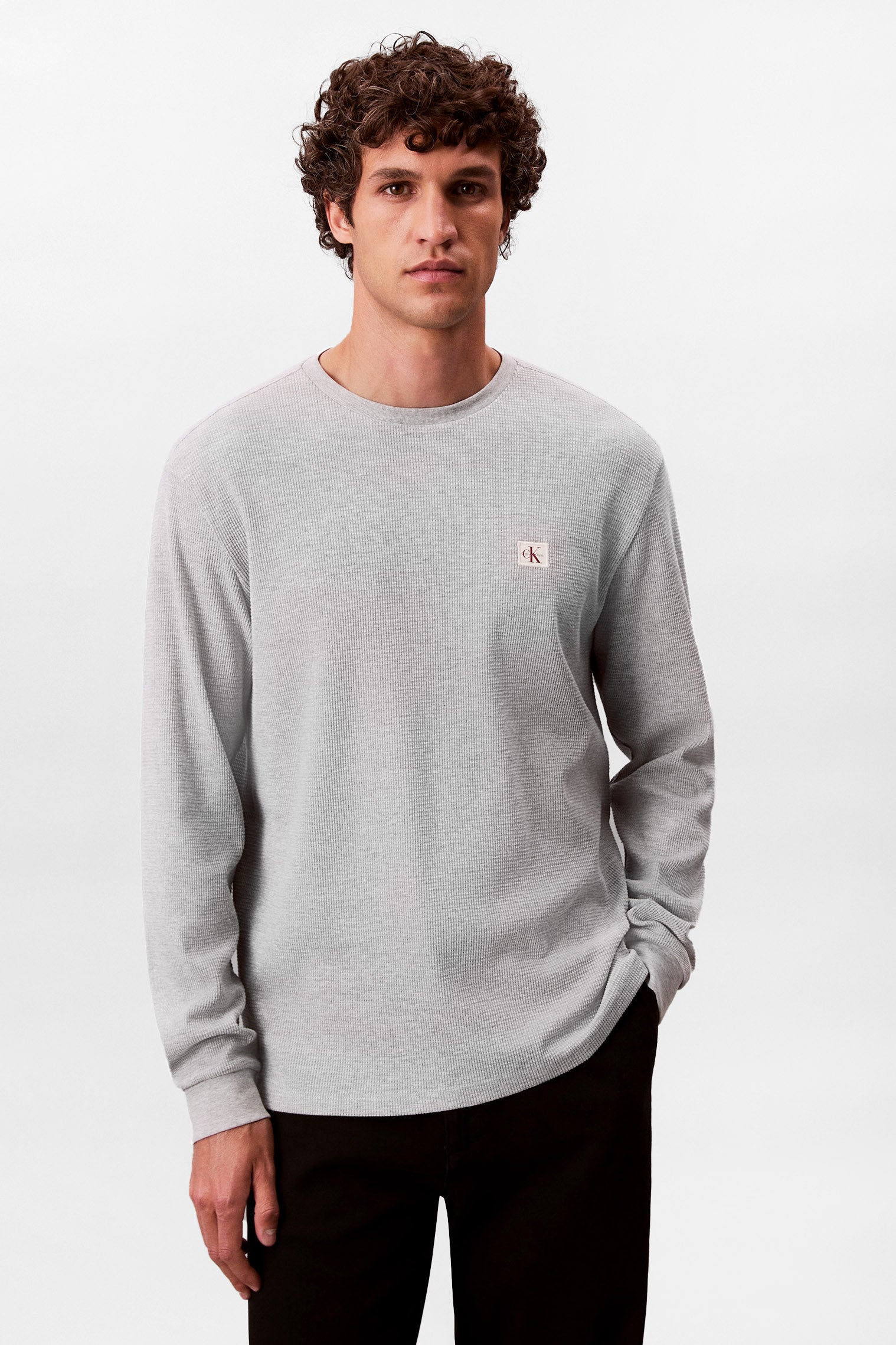 Langarmshirt mit Waffelstruktur - Heroic Grey Heather