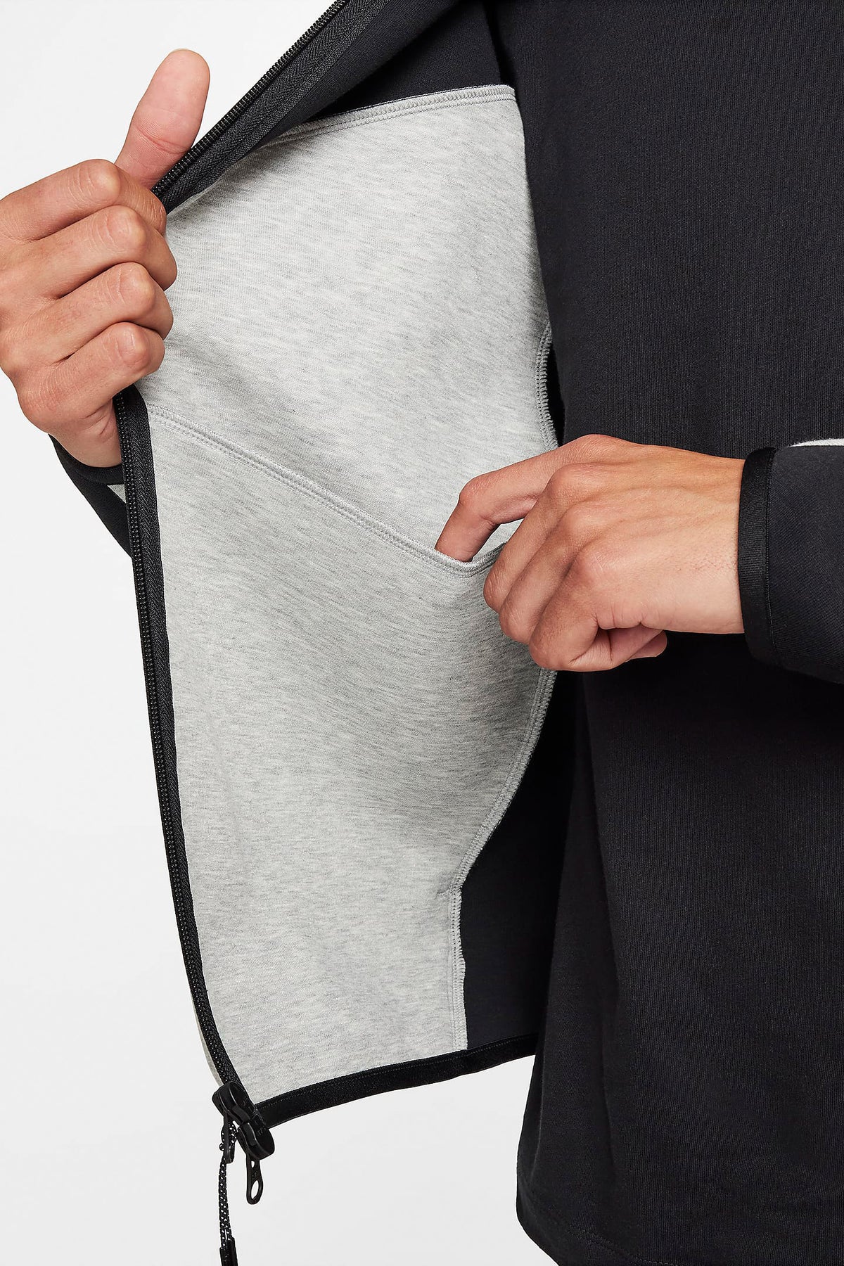 Sportswear Tech Fleece Kapuzensweatjacke - Black + Light Grey Heather