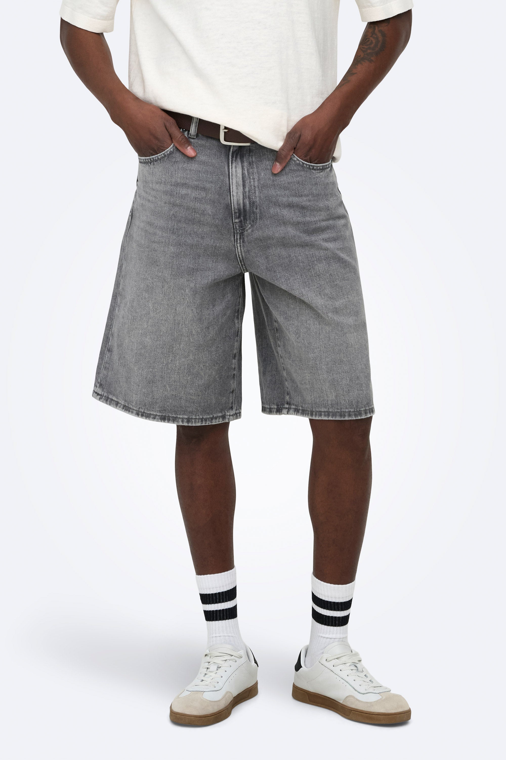 ONSCARL Balloon Fit Jeans Bermudashorts - Medium Grey
