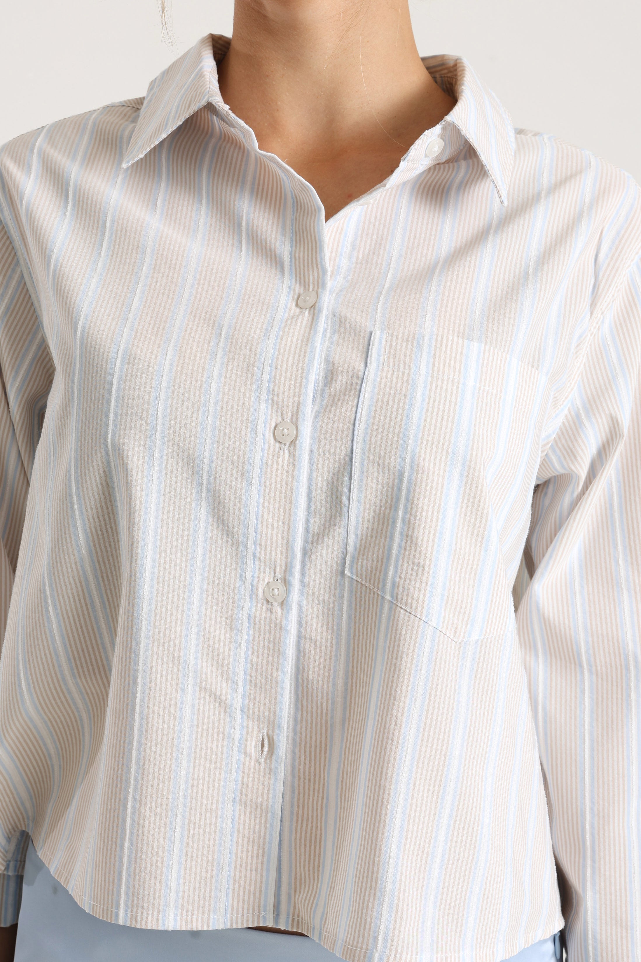 Shirt - Beige + Blue