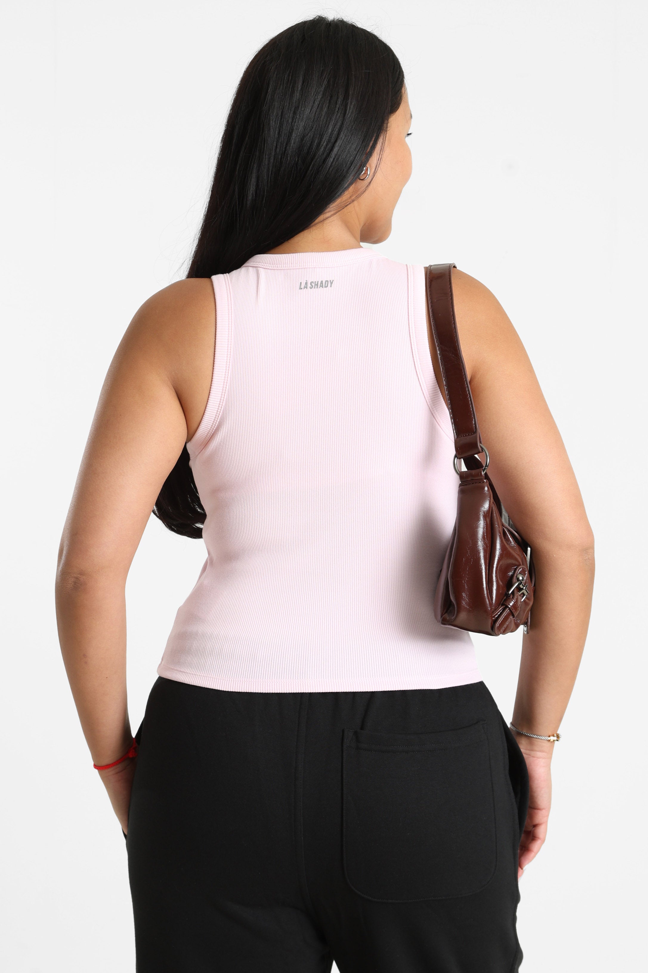 Débardeur court côtelé - Rose