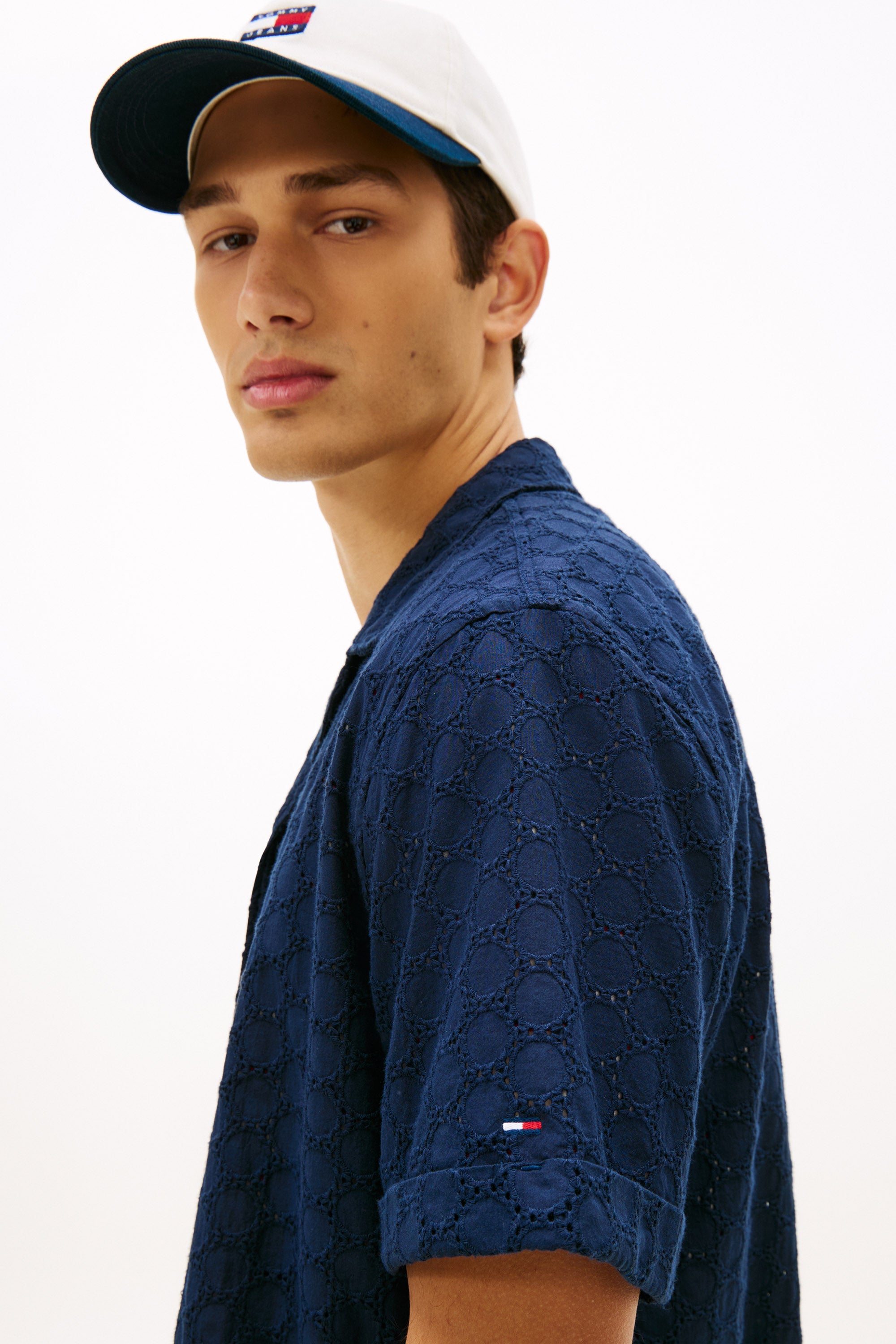 Hemd mit Lochmuster - Dark Night Navy