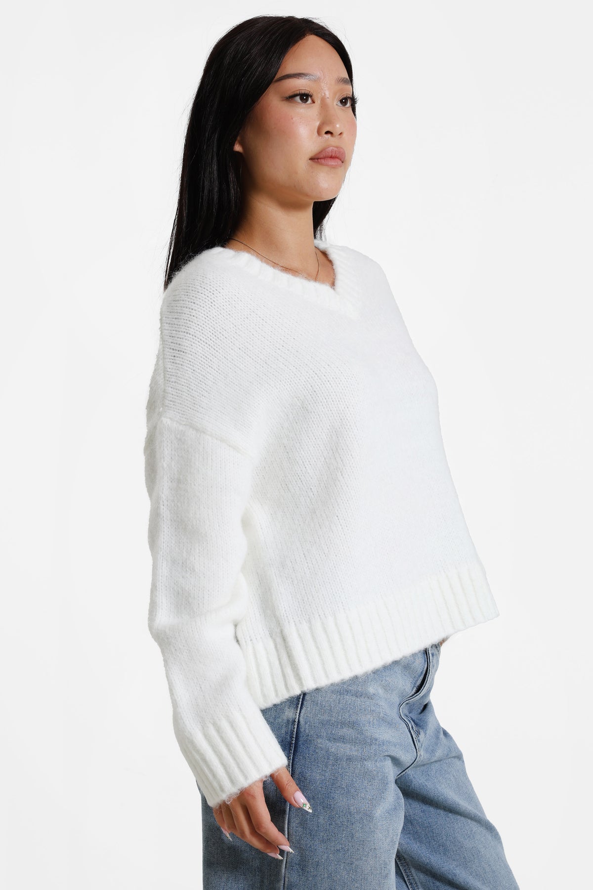 Oversize Strickpullover - Offwhite