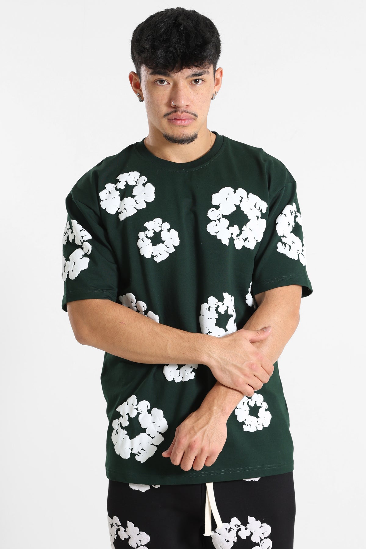T-shirt - Dark Green + White