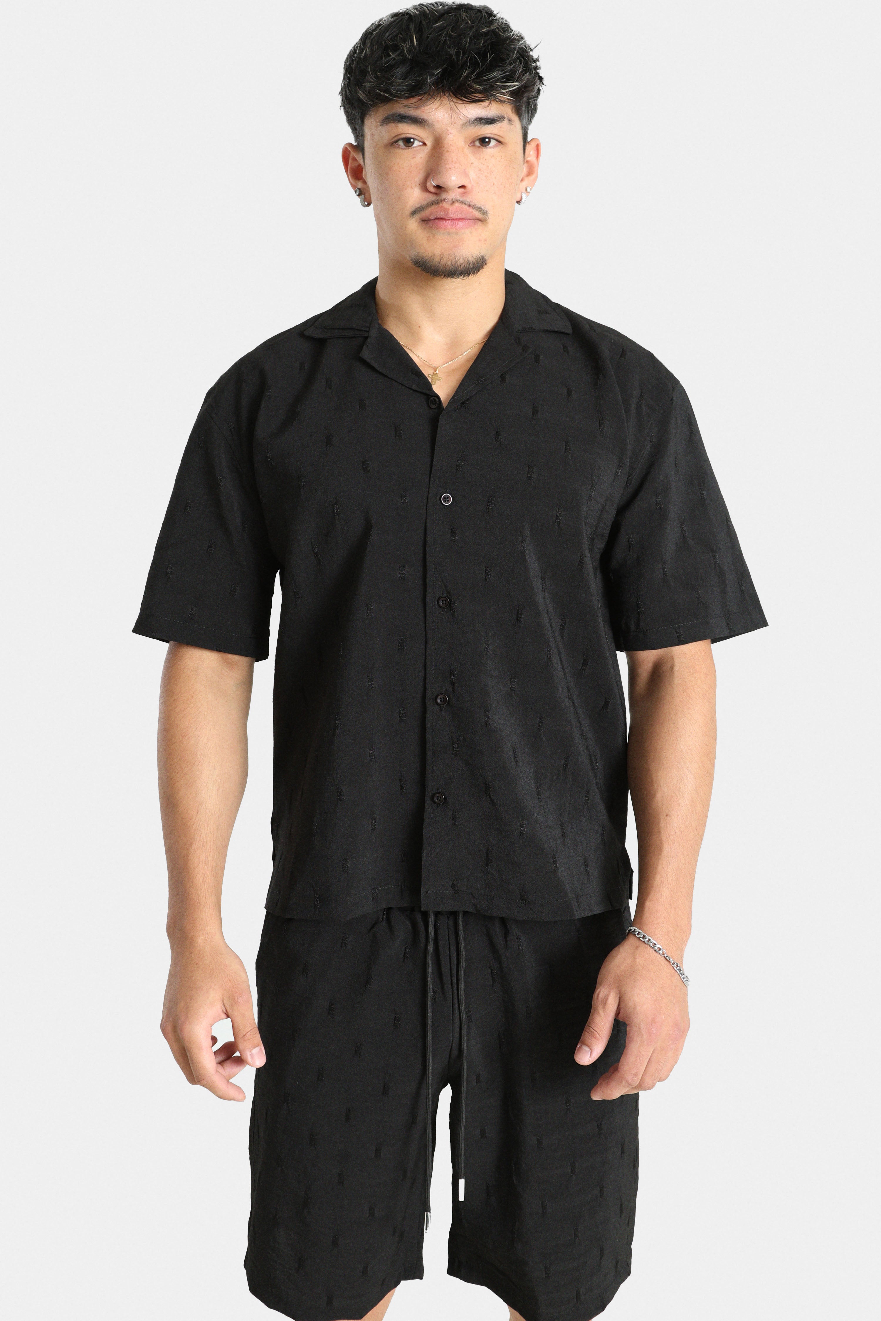 Chemise en tissu structuré - Black