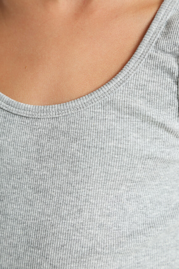 Geripptes Tanktop - Grau meliert