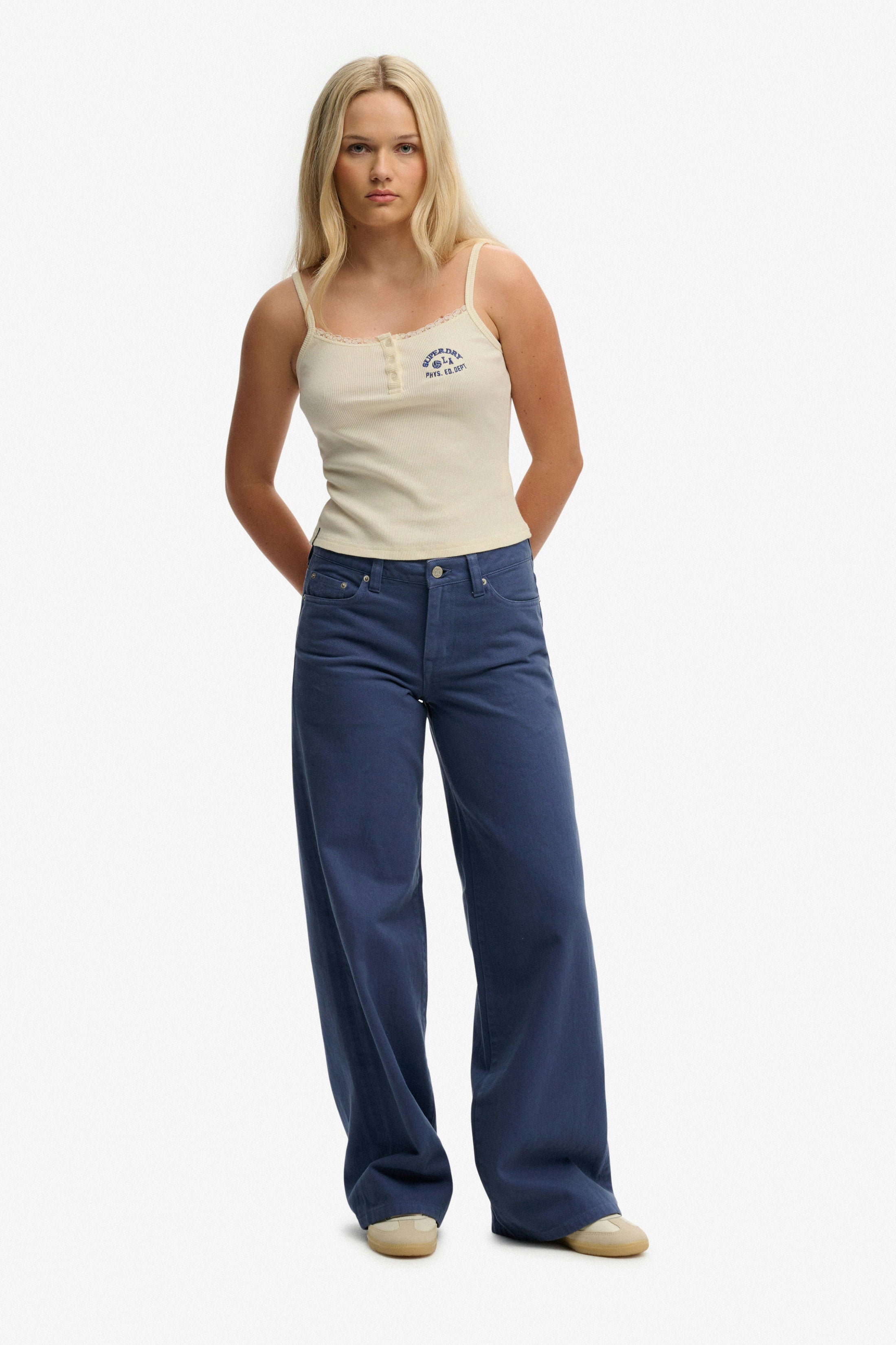 Geripptes Crop Trägertop - Off White