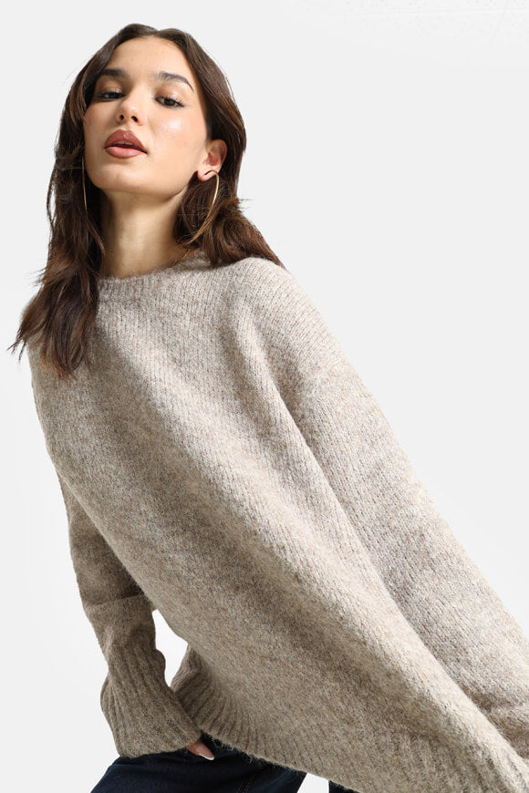 Oversize Strickpullover - Beige meliert