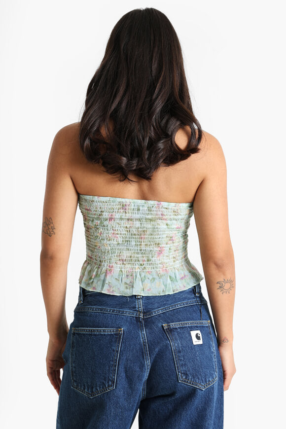 Crop top a fascia smocked - verde