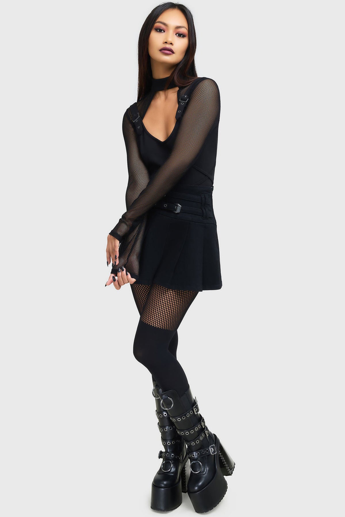 Techtrash long-sleeve cropped shirt - Black