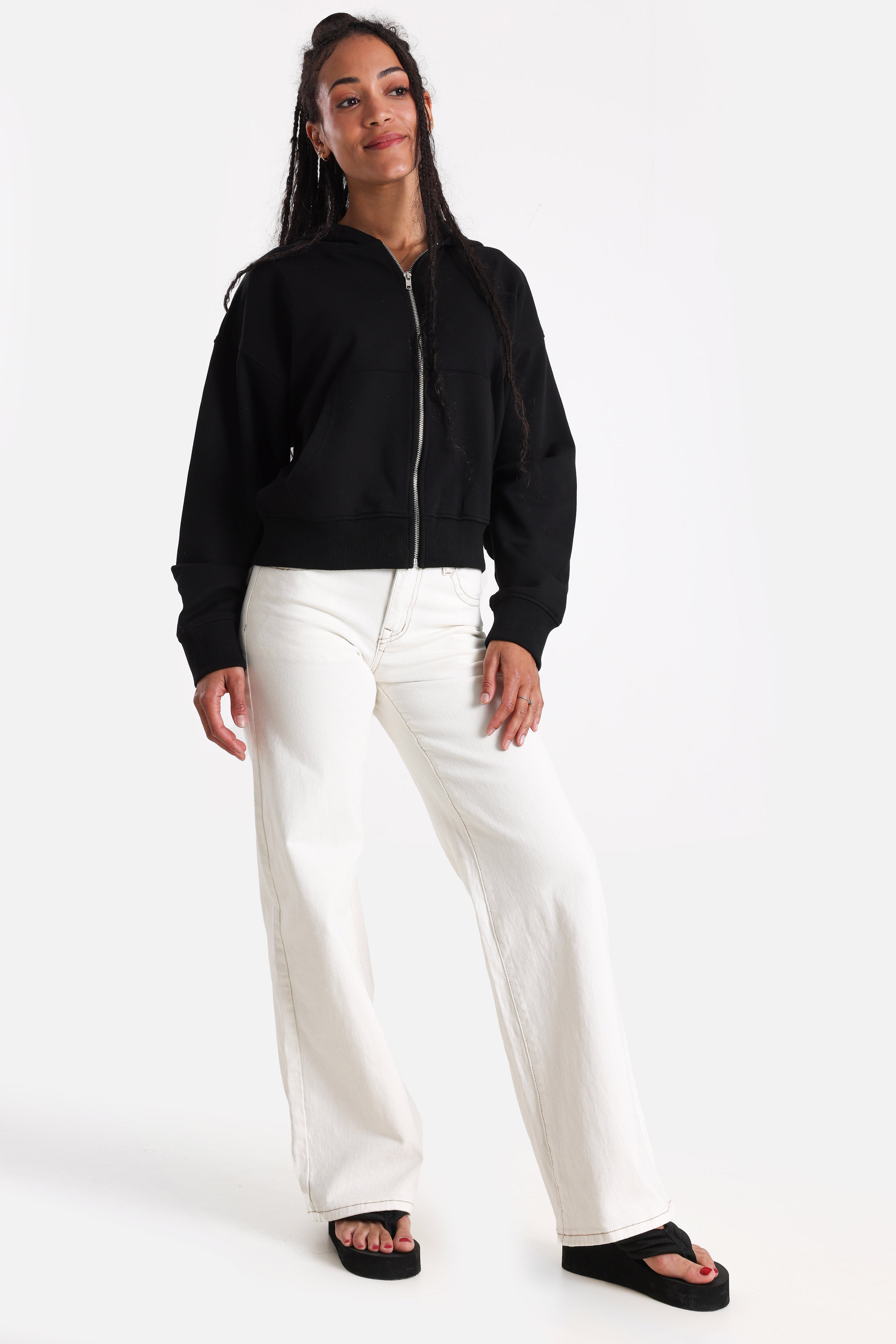 Kapuzensweatjacke - Schwarz