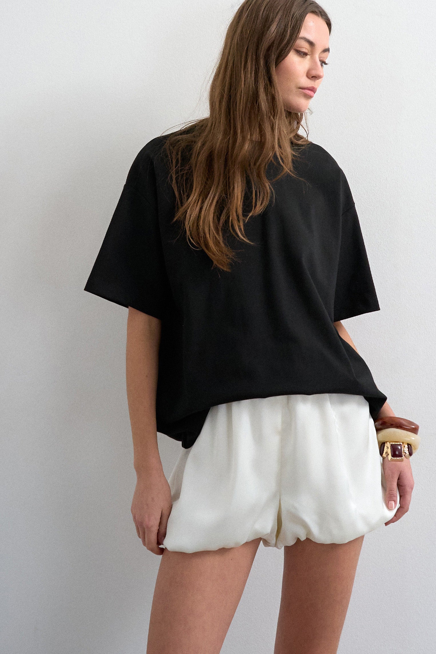 TSCASSO Satin-Ballonshorts - Pearled Ivory