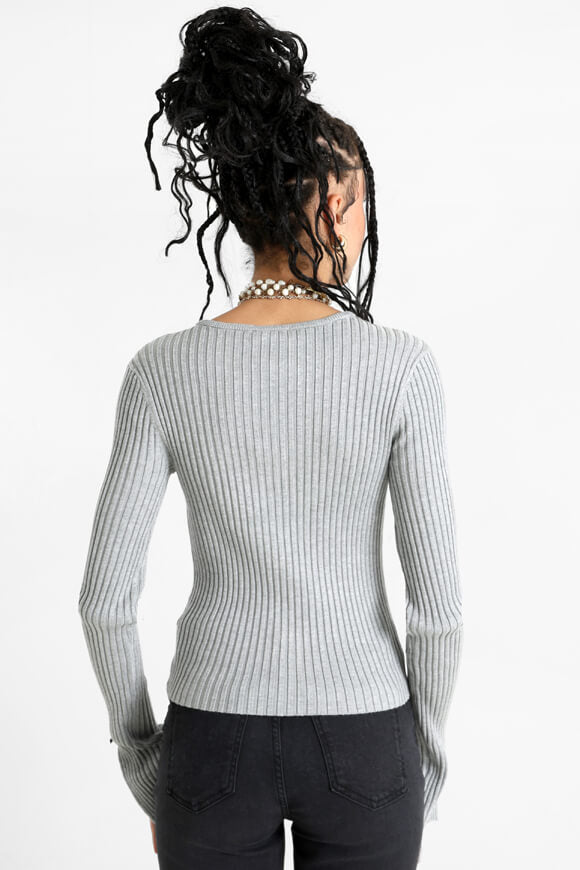 Cardigan a coste - grigio screziato