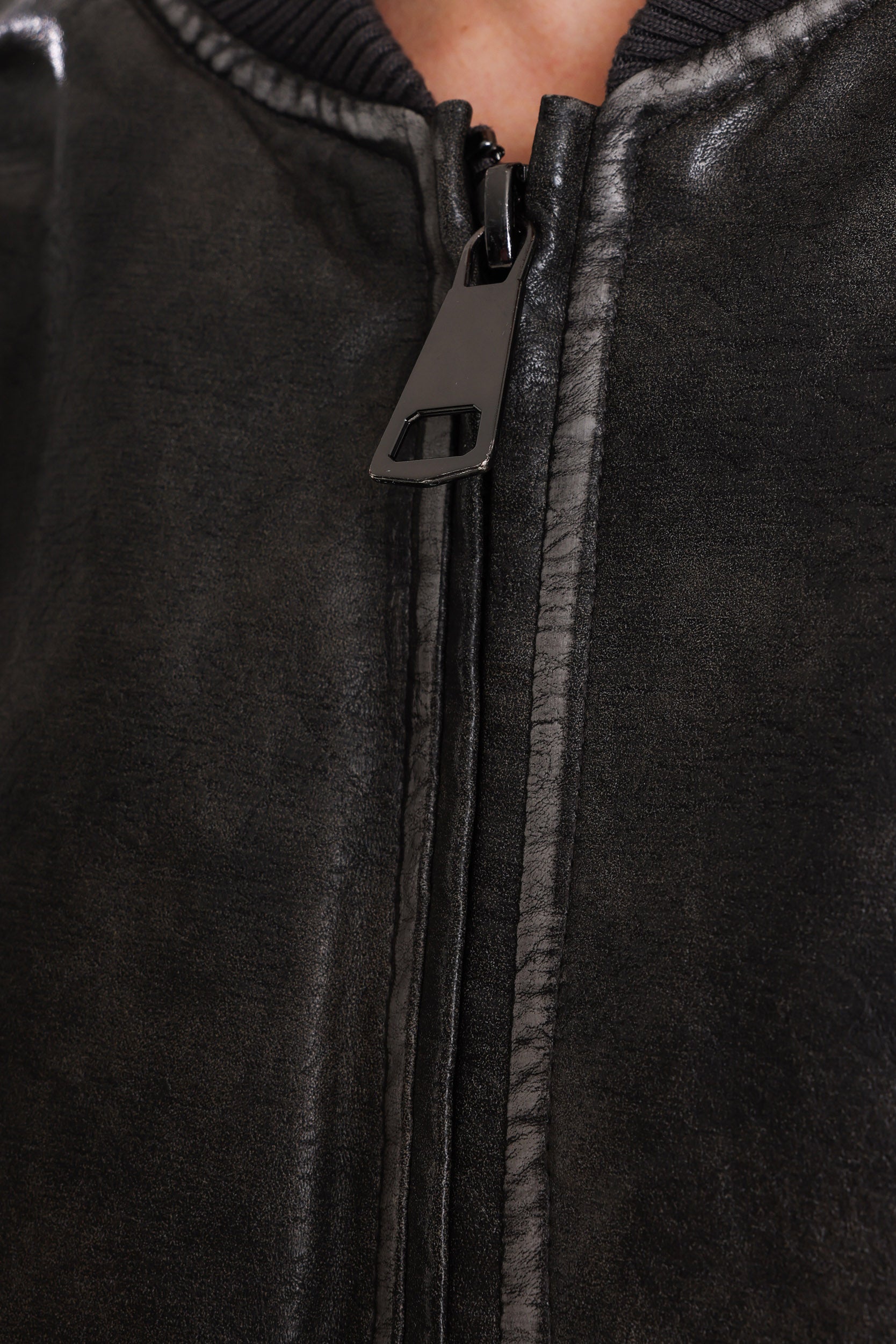 Veste bomber en similicuir - Dark Grey