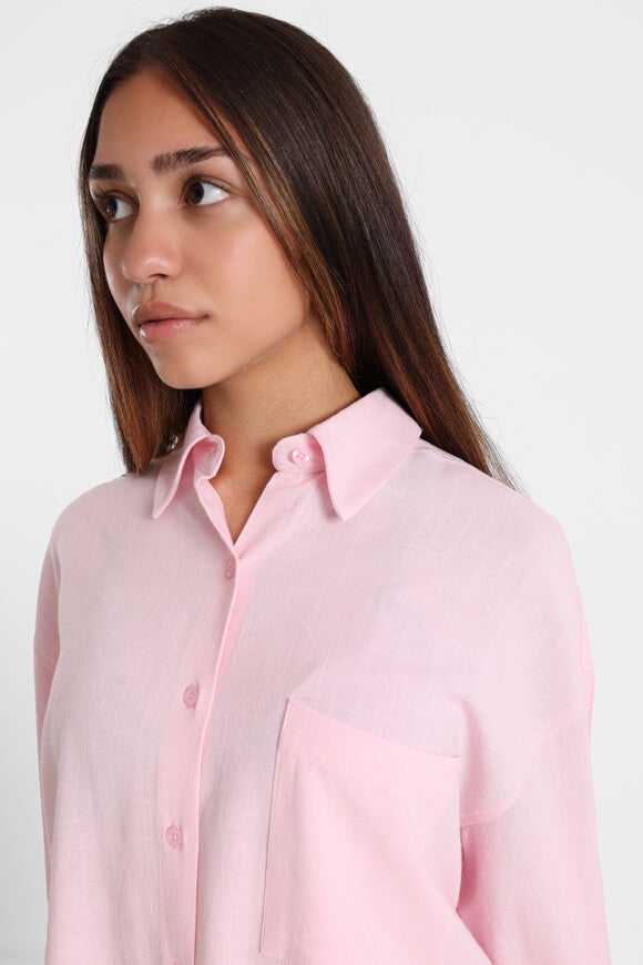 Oversize Leinenhemd - Rosa