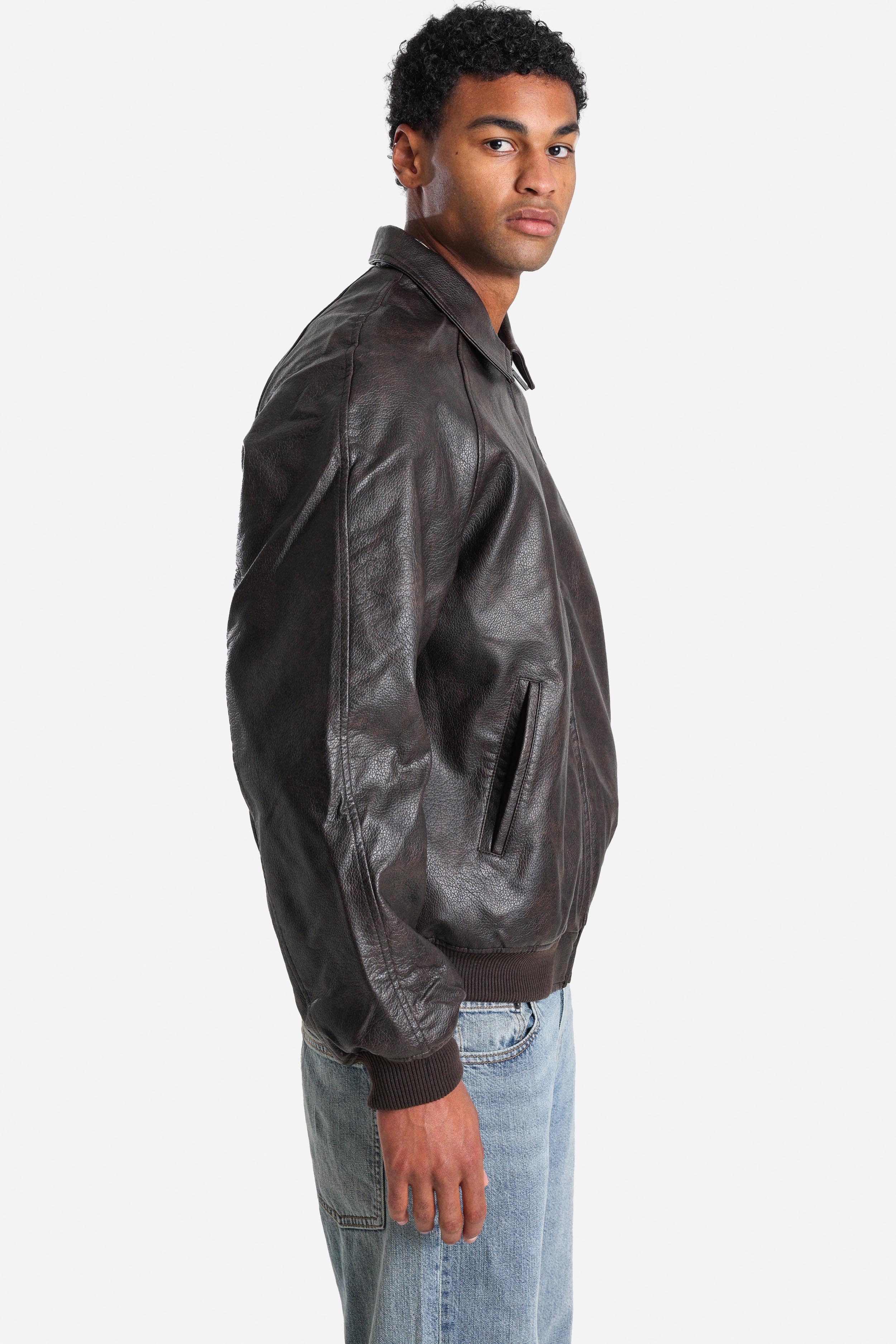 Bomber Kunstlederjacke - Dark Brown